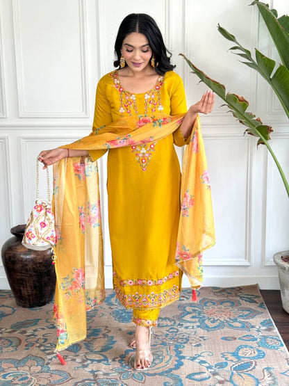 Gorgeous Viscose Kurti Set With Sequins Embroidery Work
