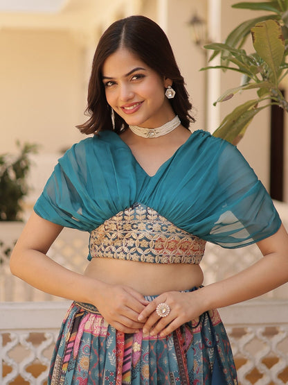 Trendy Russian Silk Lehenga Choli With Foil Embroidery Work