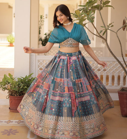 Trendy Russian Silk Lehenga Choli With Foil Embroidery Work