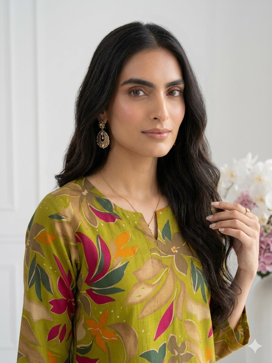 Trendy Floral Co-Ord Sets With 3/4th Sleeve Length