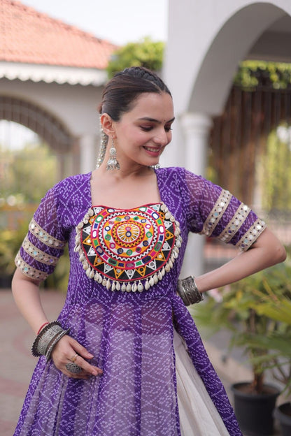 Trendy Kora Cotton Lehenga With Bandhani Print Work On Kurti