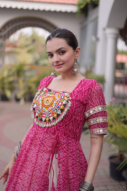 Trendy Kora Cotton Lehenga With Bandhani Print Work On Kurti