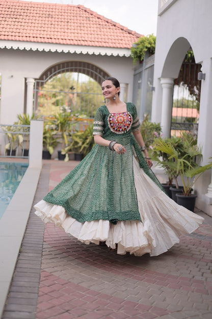 Trendy Kora Cotton Lehenga With Bandhani Print Work On Kurti