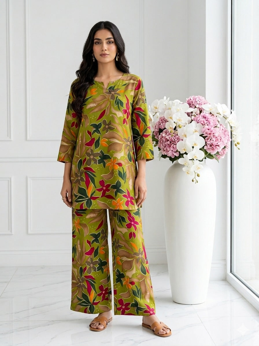 Trendy Floral Co-Ord Sets With 3/4th Sleeve Length