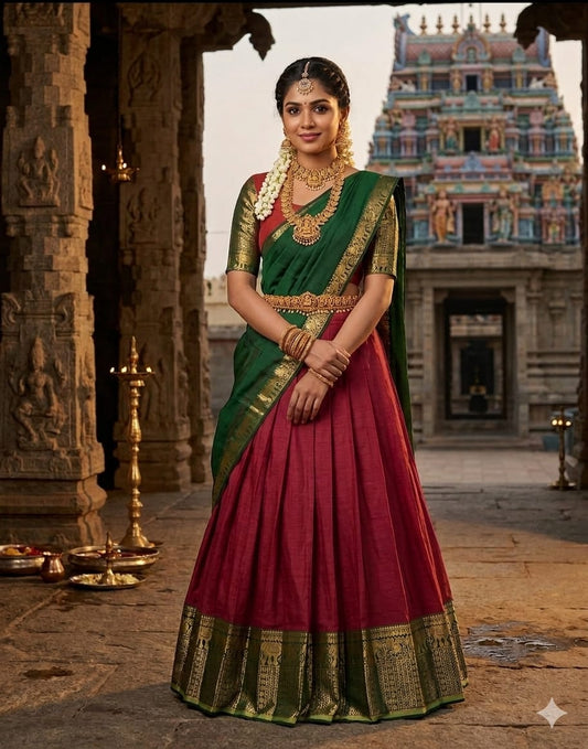 Trending Kanchi Cotton Silk Lehenga Choli With Zari Weaving Work