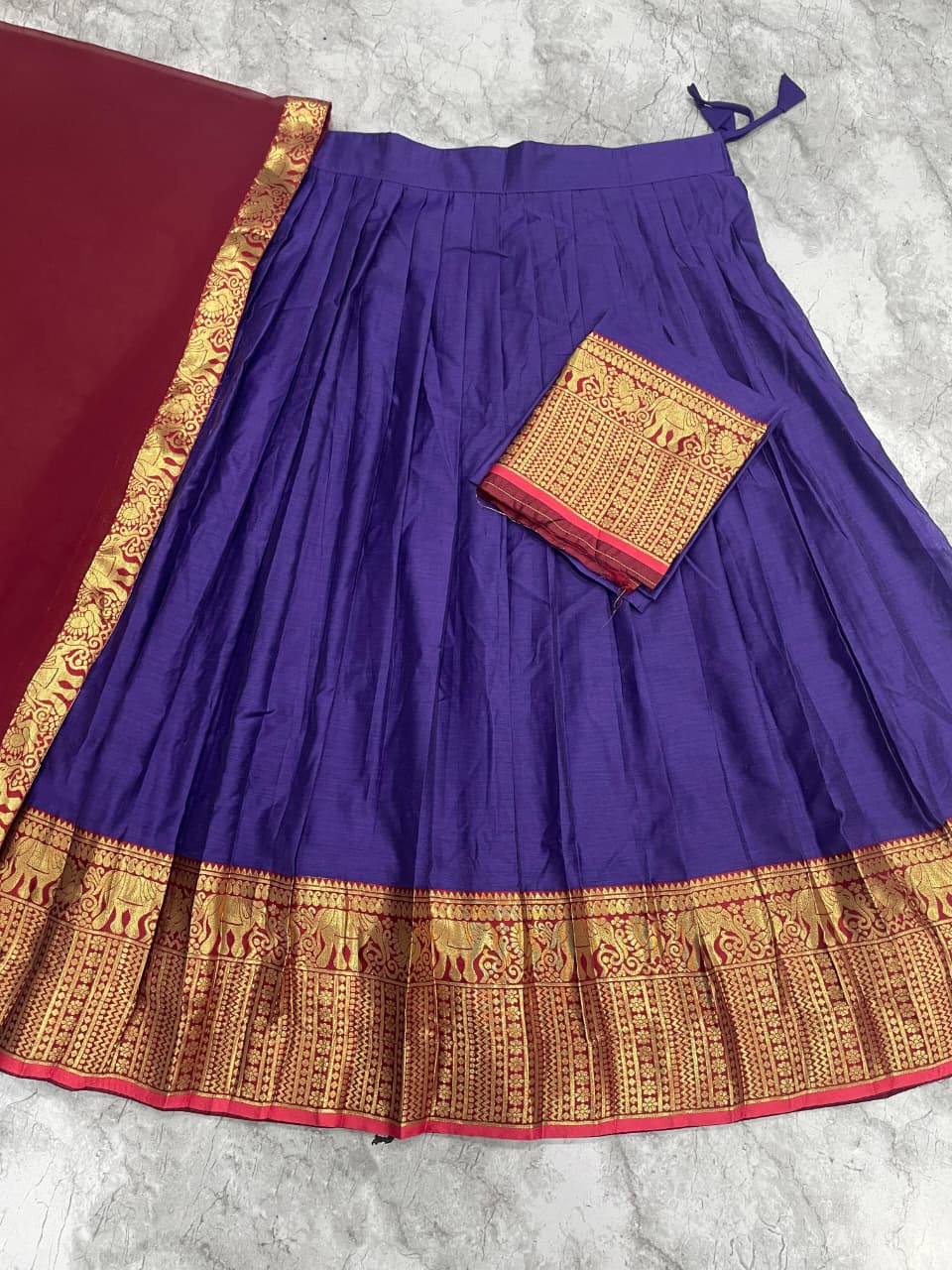Elegant Kanchi Cotton Silk Lehenga With Zari Weaving Work