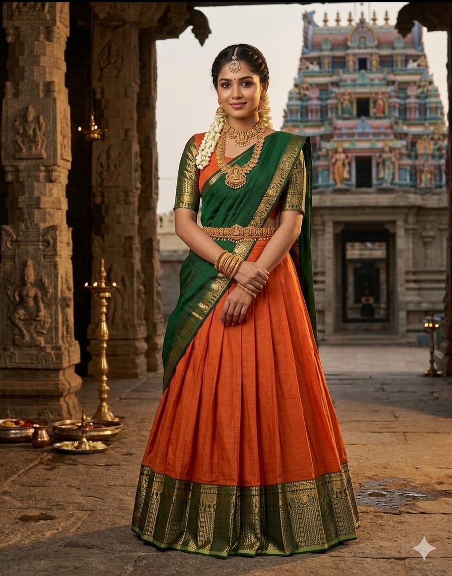 Trending Kanchi Cotton Silk Lehenga Choli With Zari Weaving Work