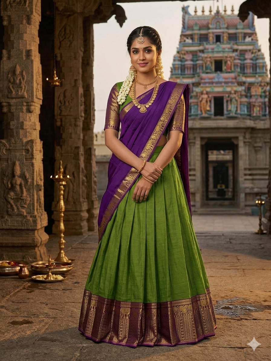 Trending Kanchi Cotton Silk Lehenga Choli With Zari Weaving Work