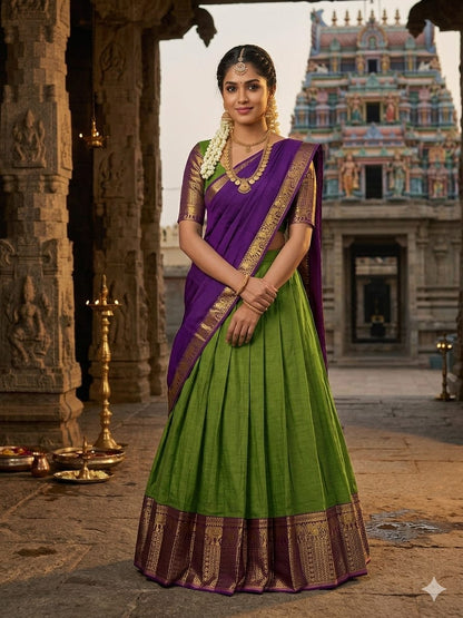 Trending Kanchi Cotton Silk Lehenga Choli With Zari Weaving Work