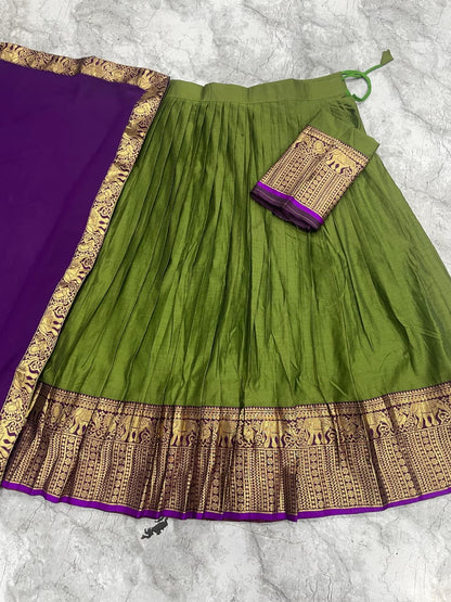Trending Kanchi Cotton Silk Lehenga Choli With Zari Weaving Work