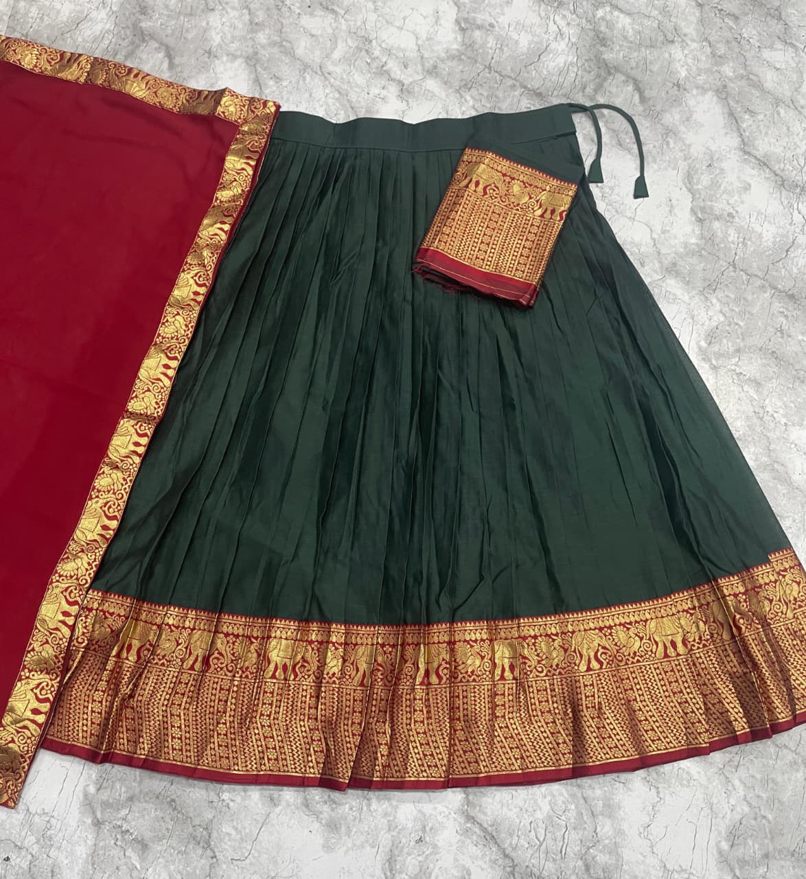 Elegant Kanchi Cotton Silk Lehenga With Zari Weaving Work