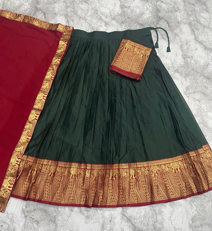 Elegant Kanchi Cotton Silk Lehenga With Zari Weaving Work