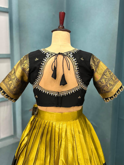 Premium Green Pure Kanjivaram Silk Lehenga Choli With Embroidery Work On Blouse & Dupatta