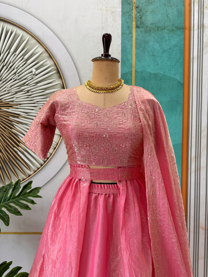 Outstanding Rose Gold 4 In 1 Style Lehenga