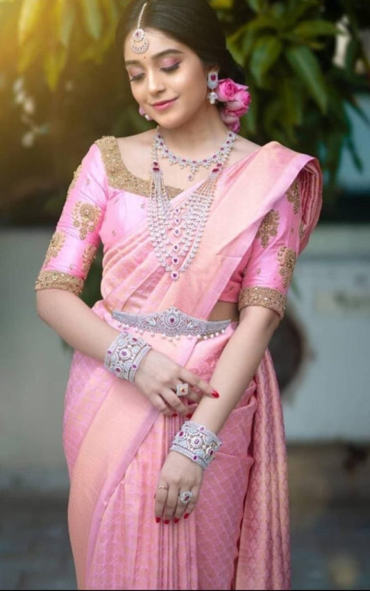 Light Pink Beautiful Bridal Saree