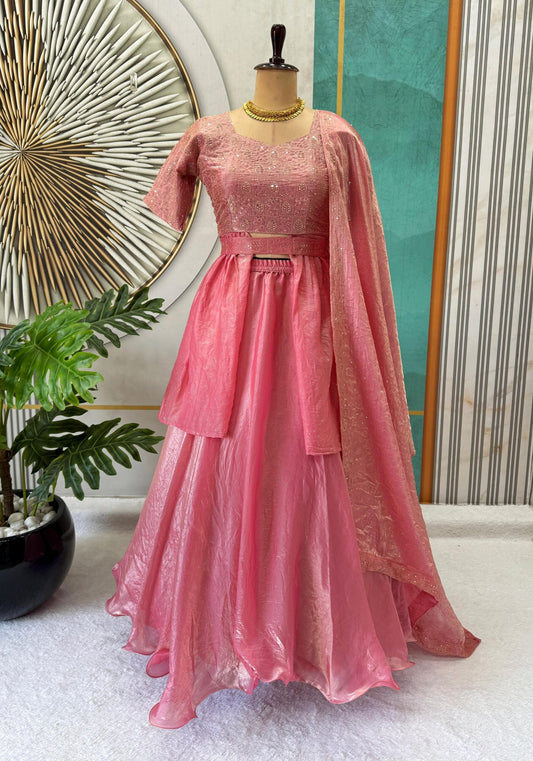 Outstanding Rose Gold 4 In 1 Style Lehenga