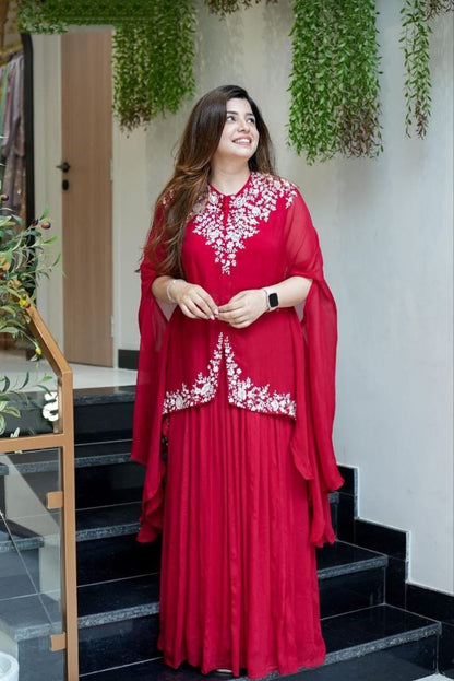 Fancy Georgette Multi Thread Embroidery Lehenga Choli