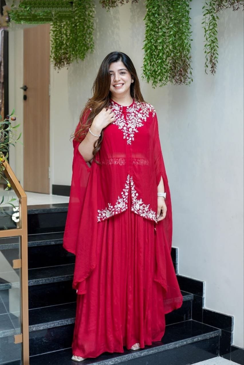 Fancy Georgette Multi Thread Embroidery Lehenga Choli