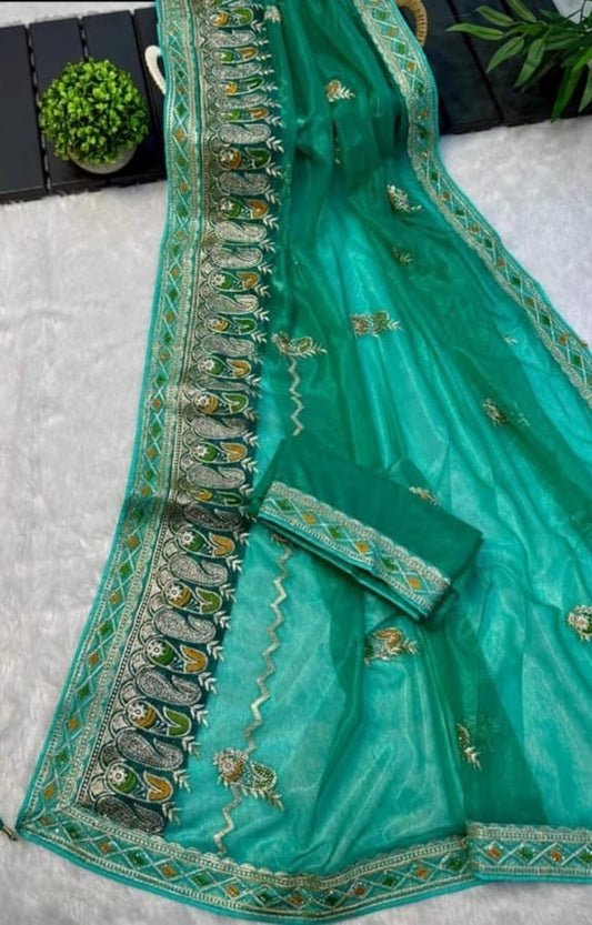 Premium Heavy Soft Tissue Organza Saree