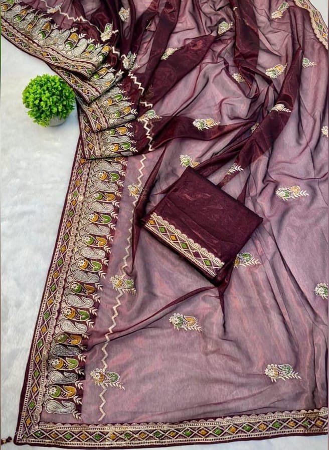 Premium Heavy Soft Tissue Organza Saree