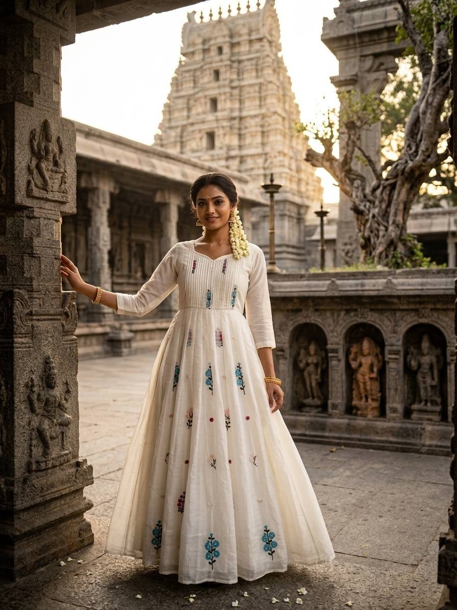 Classy Mul Mul Cotton Embroidery Gown