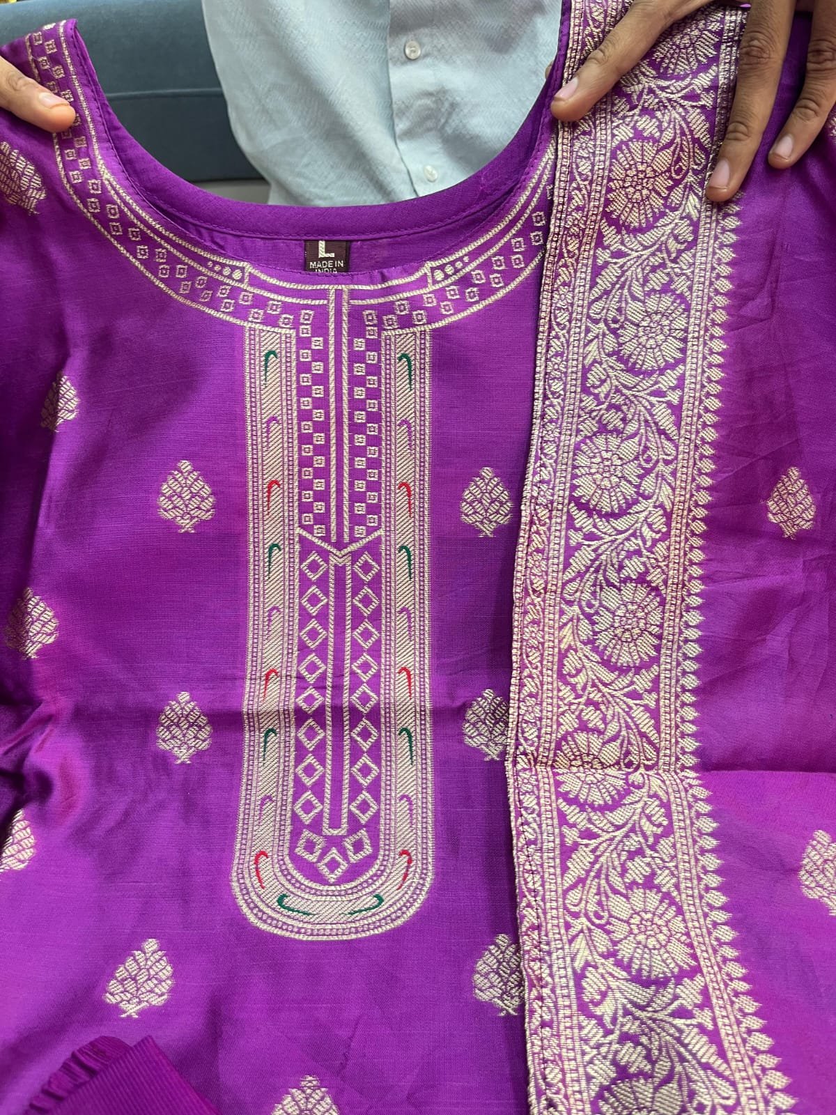 Classy Purple Paithani Silk Salwar Suit With Zari Dupatta