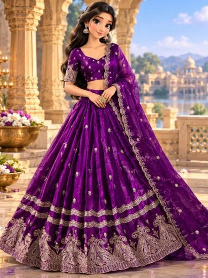 Royal Dussehra Special Space Silk Lehenga Choli with Zari Work Dupatta
