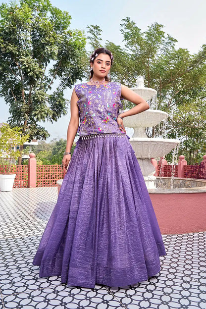 Glam Lavender Gold Crush Embroidered Lehenga Choli