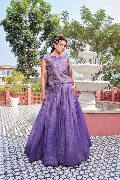 Glam Lavender Gold Crush Embroidered Lehenga Choli