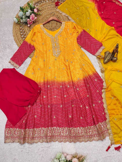 Latest Dual-Tone Salwar Suit With Embroidery Work
