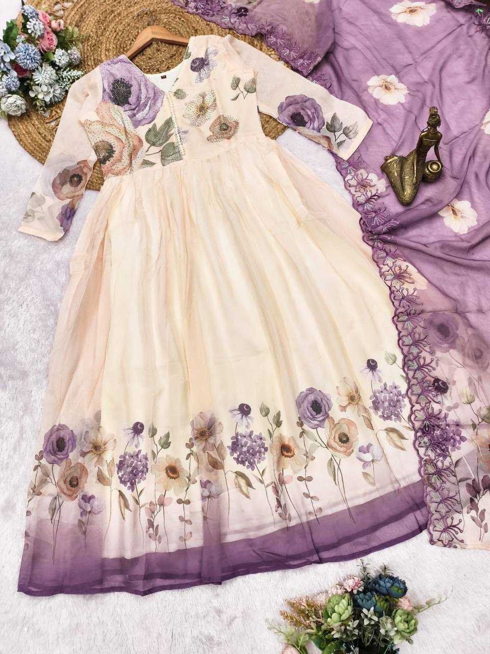 Classy Organza Salwar Kameez Suit With Digital Floral Print