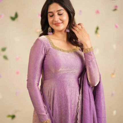 Premium Gold Crush Silk Gown