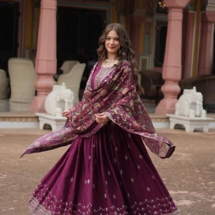 Premium Rich Sequins Embroidery Gown with Dupatta
