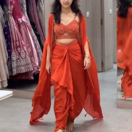 Dhoti Style with Shrug and Choli