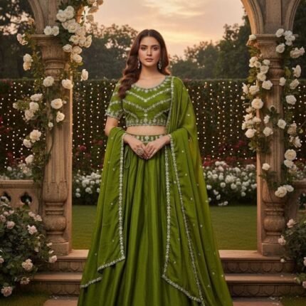 Premium Green Festive Lehenga Choli