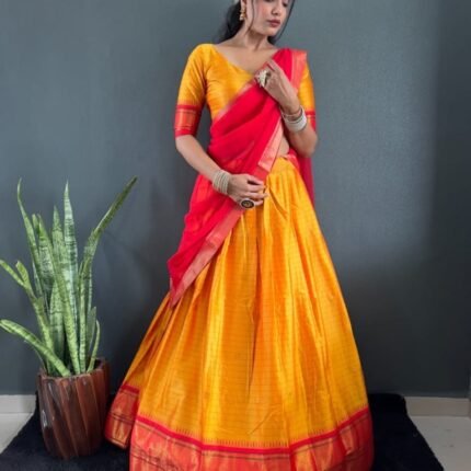 South Indian Cotton Lehenga Choli Set