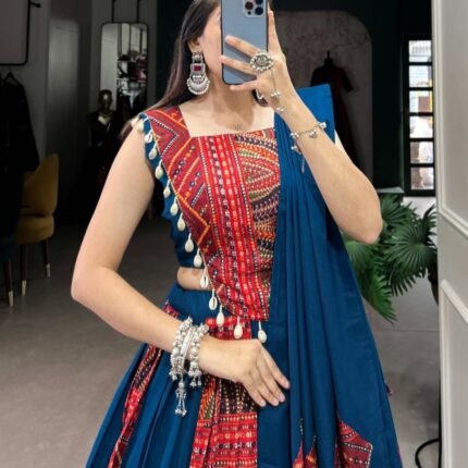 Pure Cotton Garba Navratri Special Lehenga Choli Blouse Set