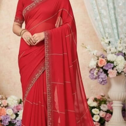 Soft Space Silk Ready-To-Wear Saree With Zarkhan Work