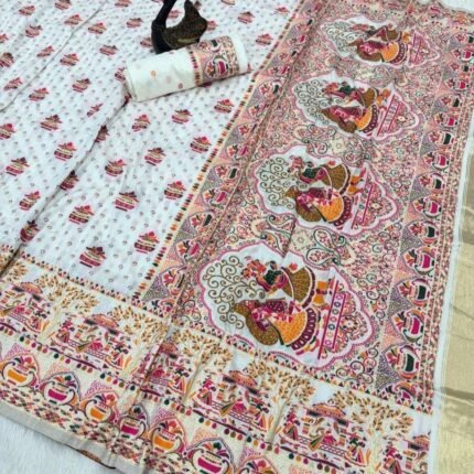 Pure and Soft Rajwadi Pashmina Silk Weaving Saree