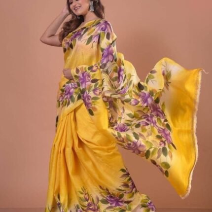 Latest Pure Bishnupuri Tussar Special Quality Hand Painted Work Saree