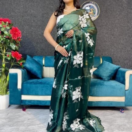 Floral Printed Polycotton Saree