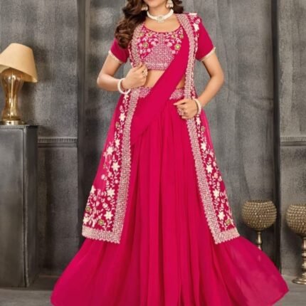 Latest Wedding Wear Half Saree With Coat