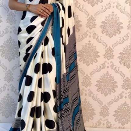 Latest Satin Polka Dot Saree