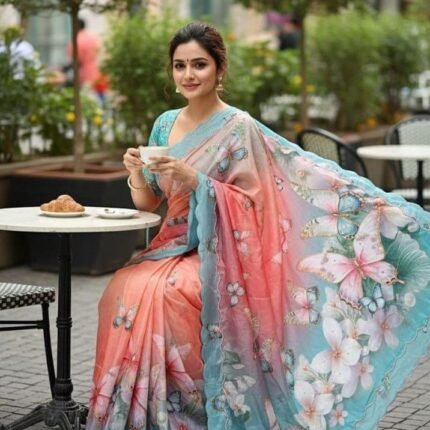 Gorgeous Pure Malai Silk Saree With Beautiful Digital Print