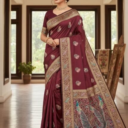 Elegant Soft and Pure Banarasi Silk Saree With Unique Border