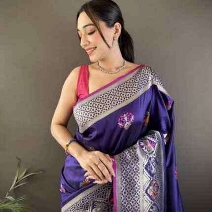 Super Soft Banarasi Lichi Silk Fabulous Gold Zari Saree