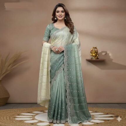 Trending Space Silk Designer Saree With Dual Colour Party Wear