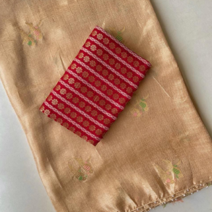 Pure Jute Crush Silk Saree With Parrot Weaving Buttis
