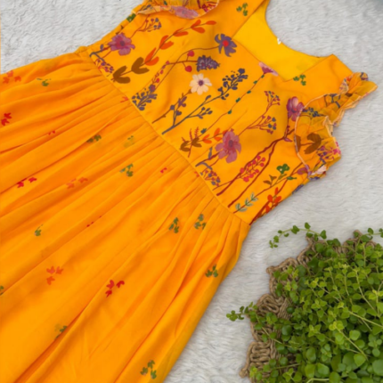 Trendy Georgette Frock With Floral Digital Print