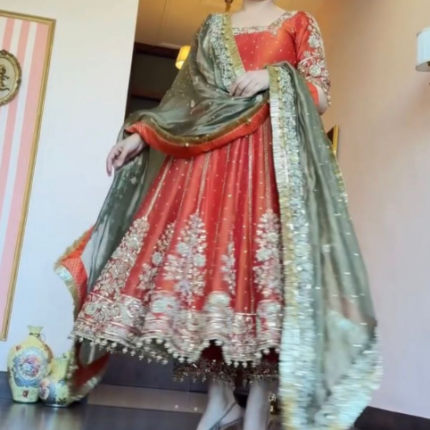 Stunning Fendi Silk Anarkali With Heavy Embroidery Work